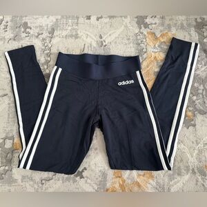 Adidas Navy Blue Leggings with White Stripes